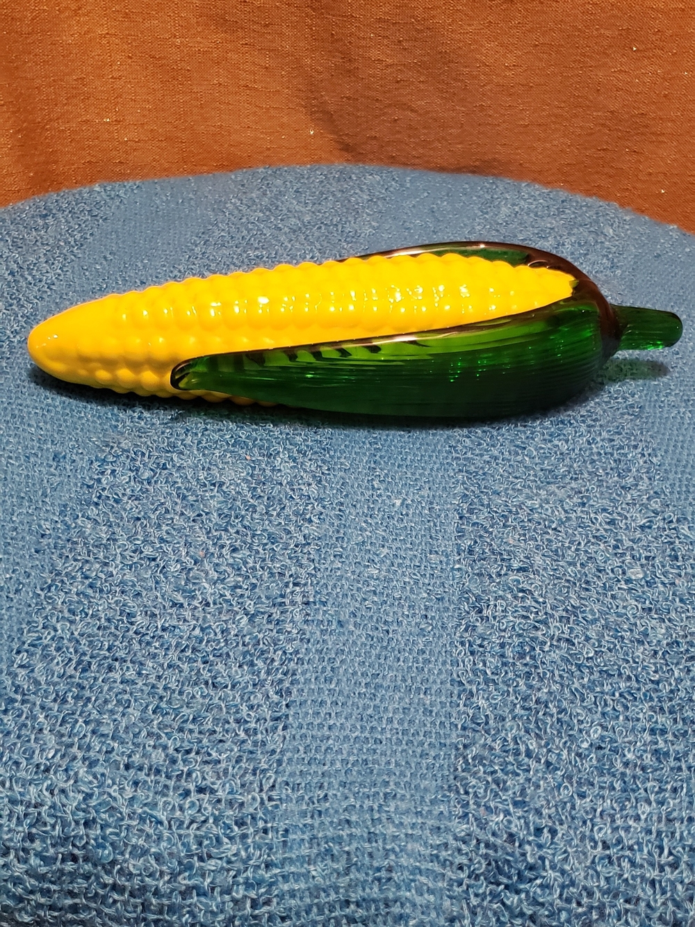 Glass Corn Figurine - Yellow & Green